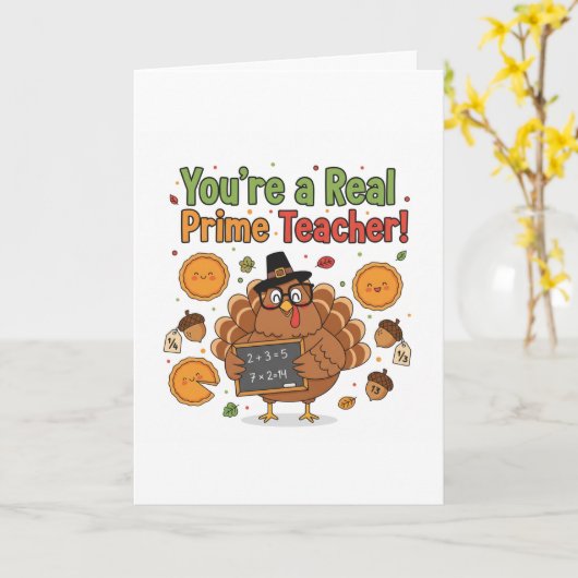 Funny Math Teacher Thanksgiving Card – Turkey カード (黄色い花)