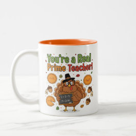 Funny Math Teacher Thanksgiving Mug – Turkey ツートーンマグカップ