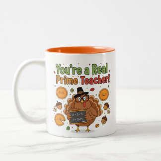 Funny Math Teacher Thanksgiving Mug – Turkey ツートーンマグカップ