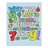 Funny Maths Poster for Kids UK Classroom Numbers  ポスター (正面)