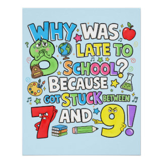 Funny Maths Poster for Kids UK Classroom Numbers  ポスター