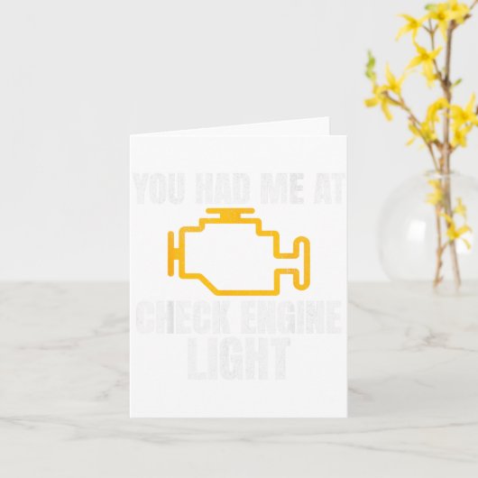 Funny Mechanic Check Engine Light Car Auto Repair  カード (黄色い花)