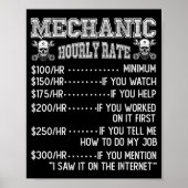 Funny Mechanic Hourly Rate Joke Design  ポスター (正面)