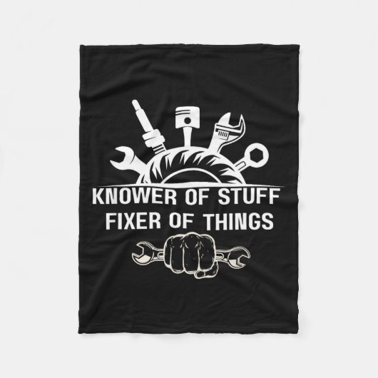 Funny Mechanic Quote Knower Of Stuff Fixer Of Thin フリースブランケット (正面)