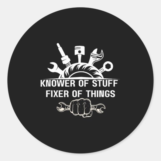 Funny Mechanic Quote Knower Of Stuff Fixer Of Thin ラウンドシール (正面)