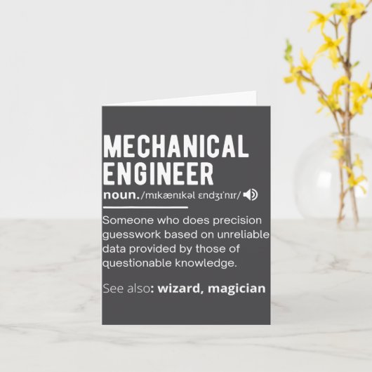 Funny Mechanical Engineer Definition Engineering  カード (黄色い花)