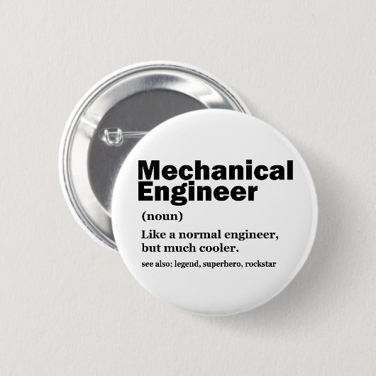 Funny Mechanical Engineer Definition Engineering 缶バッジ (正面&裏面)