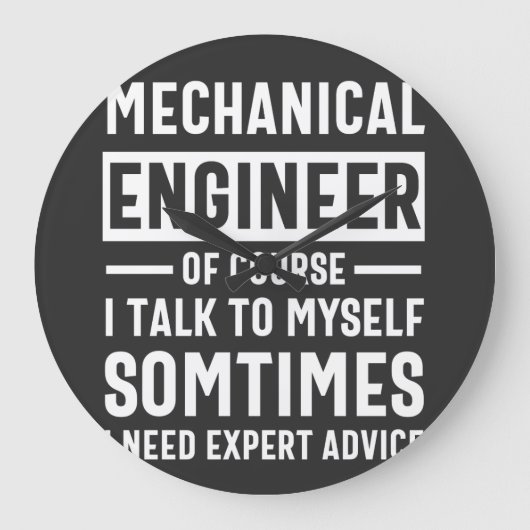 Funny Mechanical  Engineer Gift ラージ壁時計 (正面)