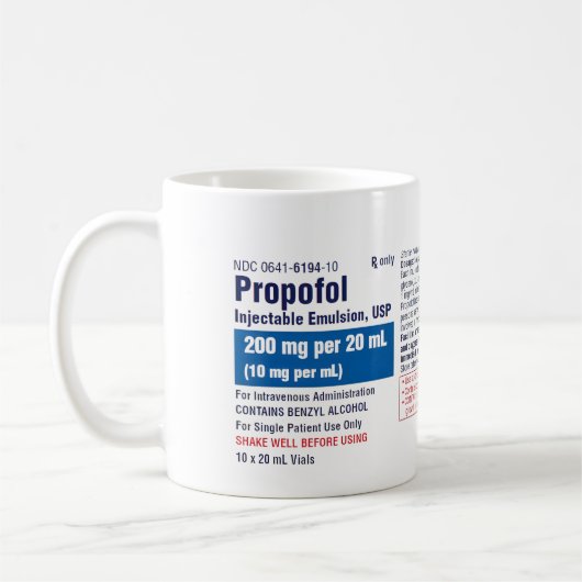 Funny Medical Propofol Label コーヒーマグカップ (左)