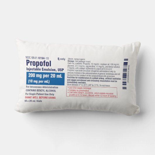 Funny Medical Propofol Label ランバークッション (裏面)