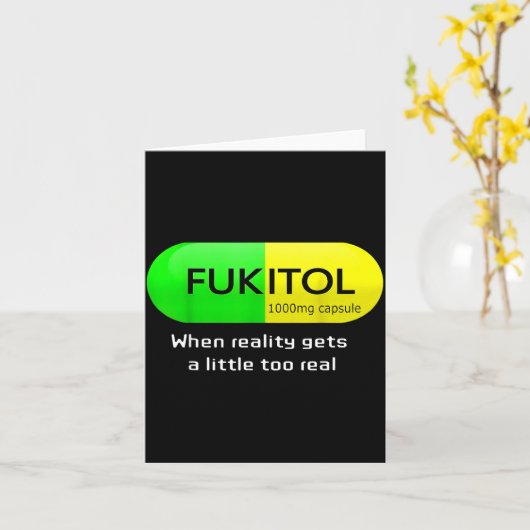 Funny Medication Gooditol Capsule Pharmacy Humor  カード (黄色い花)