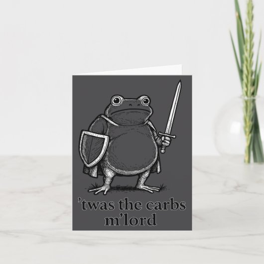 Funny Medieval Frog Meme Carbs Knight M'lord Quote カード (正面)