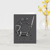 Funny Medieval Frog Meme Carbs Knight M'lord Quote カード (黄色い花)