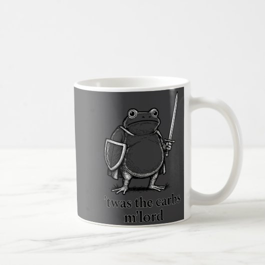 Funny Medieval Frog Meme Carbs Knight M'lord Quote コーヒーマグカップ (右)