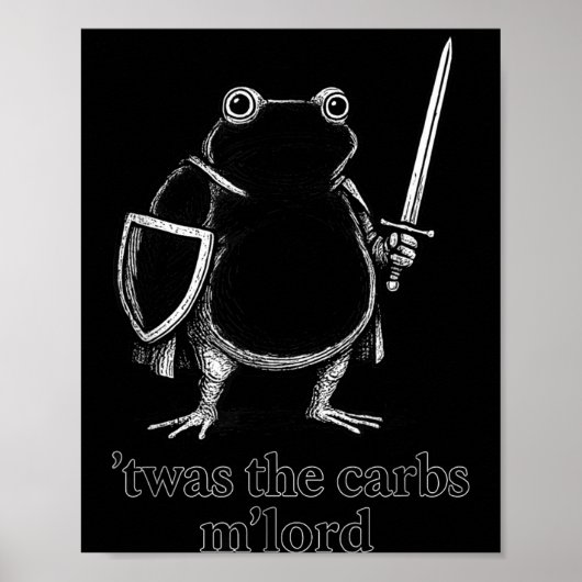 Funny Medieval Frog Meme Carbs Knight M'lord Quote ポスター (正面)
