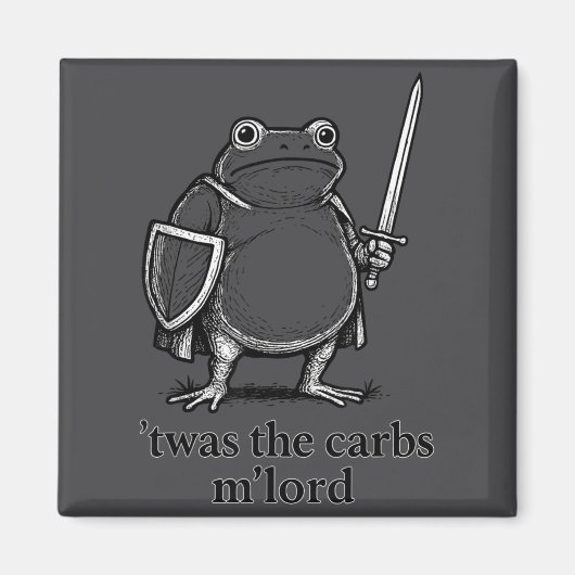 Funny Medieval Frog Meme Carbs Knight M'lord Quote マグネット (正面)