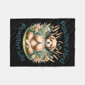 Funny Meditation Dog Insrational Sitive Quote  フリースブランケット (正面(横))