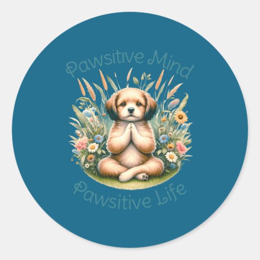 Funny Meditation Dog Insrational Sitive Quote  ラウンドシール (正面)