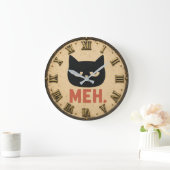 Funny Meh Cat ラージ壁時計 (ホーム)