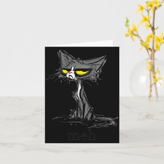 Funny Meh Cat Gift For Cat Lovers  カード (黄色い花)