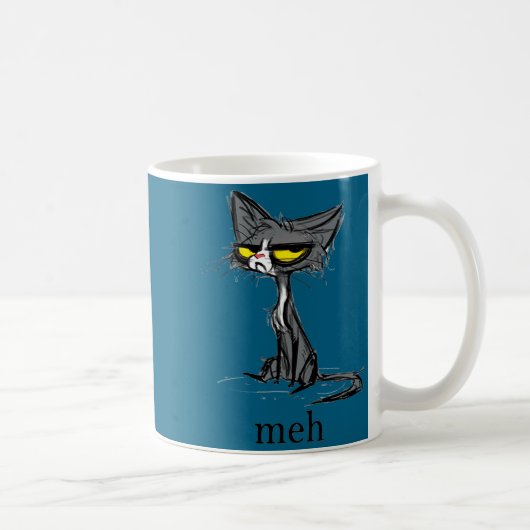 Funny Meh Cat Gift For Cat Lovers  コーヒーマグカップ (右)