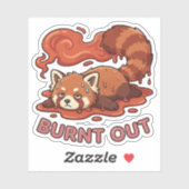 Funny Melting Red Panda Burnt Out Sticker | Cute シール (シート)