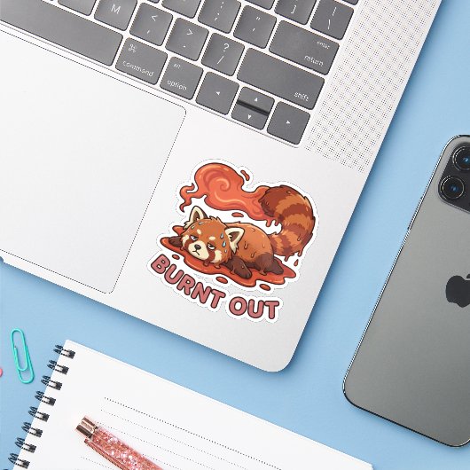 Funny Melting Red Panda Burnt Out Sticker | Cute シール (ノートパソコンとiPhone)