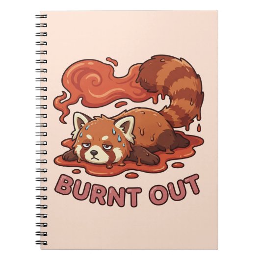 Funny Melting Red Panda Burnt Out Sticker | Cute ノートブック (正面)