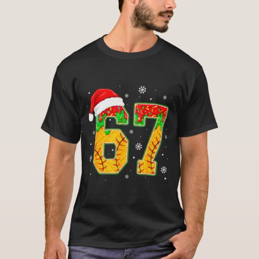 Funny Meme 67 Christmas Baseball Ice Cream Men Boy Tシャツ (正面)