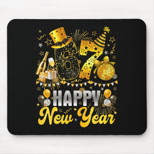 Funny Meme 67 Happy New Year 2026 Six Seven Family マウスパッド (正面)
