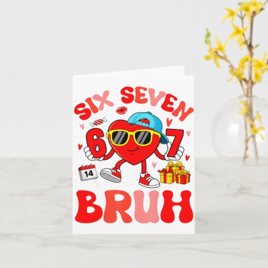 Funny Meme 67 Six Seven Bruh Valentine Heart Toddl カード (黄色い花)