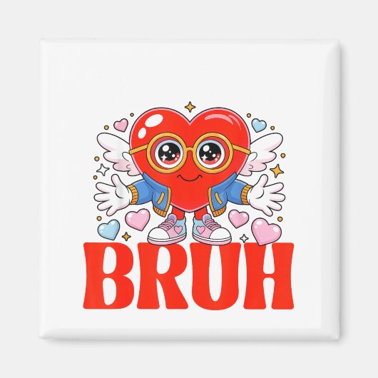 Funny Meme 67 Six Seven Bruh Valentine Heart Women マグネット (正面)