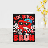 Funny Meme 6 7 Six Seven Bruh Valentine Heart Men  カード (黄色い花)