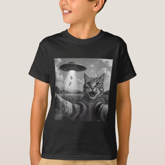 Funny Meme Cat Selfie Six Seven Retro Cat 67 Anima Tシャツ (正面)
