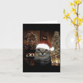 Funny Meme Cat Taking A Selfie Christmas Xmas Ligh カード (黄色い花)