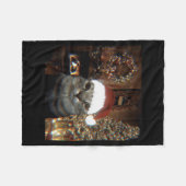 Funny Meme Cat Taking A Selfie Christmas Xmas Ligh フリースブランケット (正面(横))