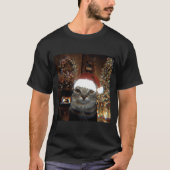 Funny Meme Cat Taking A Selfie Christmas Xmas Ligh Tシャツ (正面)