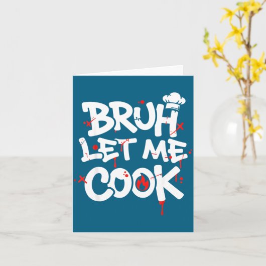 Funny Meme Cooking Retro Bruh Let Me Cook Mom Dad  カード (黄色い花)
