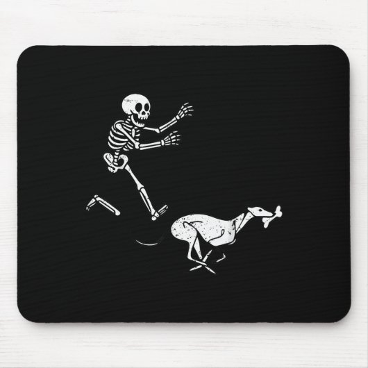 Funny Meme Greyhound Running Skeleton Halloween  マウスパッド (正面)