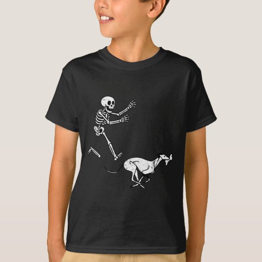 Funny Meme Greyhound Running Skeleton Halloween  Tシャツ (正面)