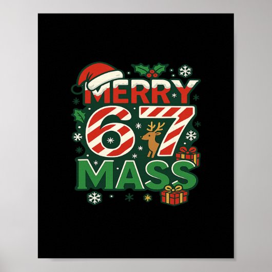 Funny Meme Merry 67 M Candy Cane Christmas Numbers ポスター (正面)