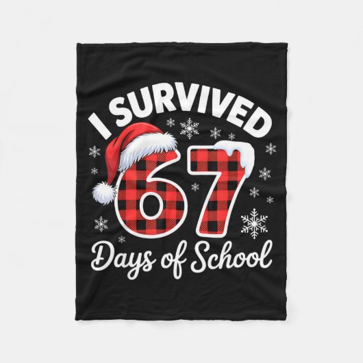 Funny Meme Six Seven Christmas I Survived 67 Days  フリースブランケット (正面)