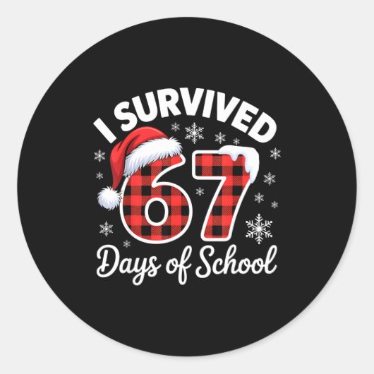 Funny Meme Six Seven Christmas I Survived 67 Days  ラウンドシール (正面)