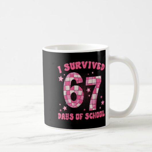Funny Meme Six Seven Teacher I Survived 67 Days Of コーヒーマグカップ (右)