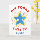 Funny Meme Six Today 6-7 Every Day Birthday Kid's カード (黄色い花)