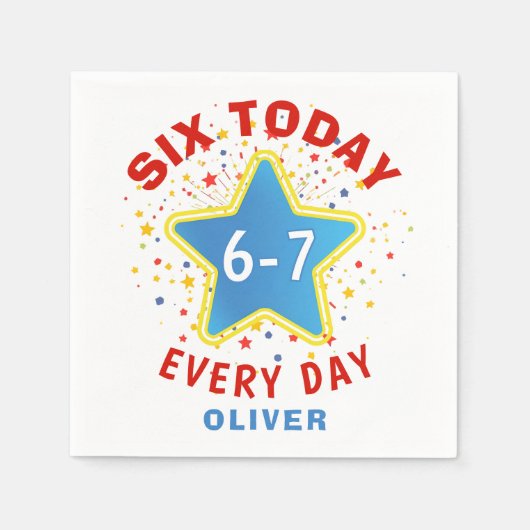 Funny Meme Six Today 6-7 Every Day Birthday Kid's スタンダードカクテルナプキン (正面)