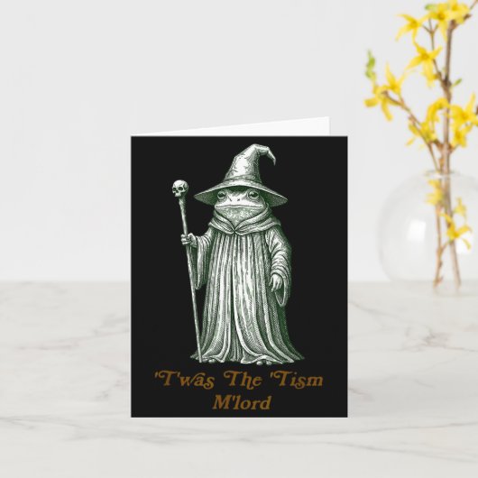 Funny Meme Twas The Tism M Lord Frog Wizard Autism カード (黄色い花)