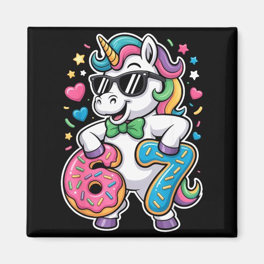 Funny Meme Unicorn Girls Kids Six Seven 6-7 Brainr マグネット (正面)