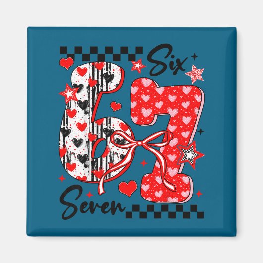 Funny Meme Valentine Six Seven 67 Valentines Heart マグネット (正面)