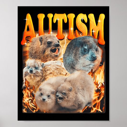 Funny Meme Woodchucks Groundhogs Autistic Autism A ポスター (正面)